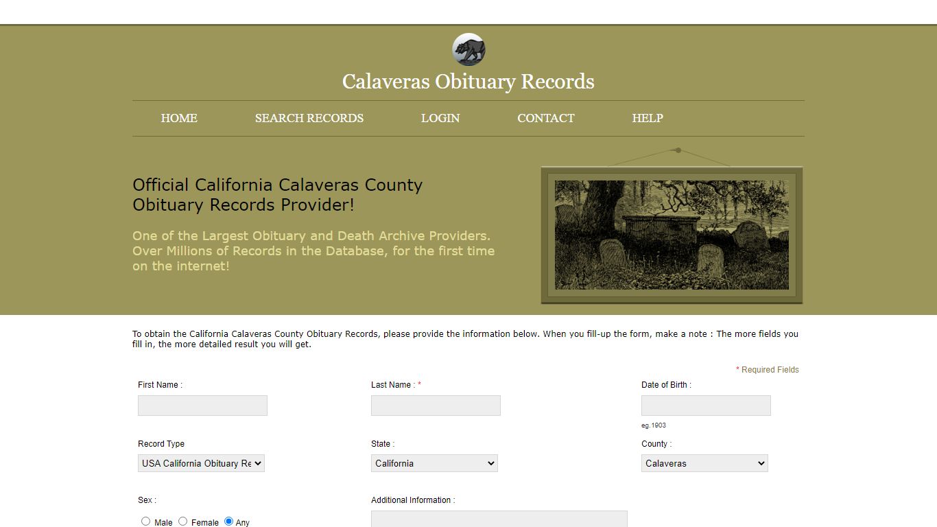 Calaveras County Public Records. Obituary Records ...